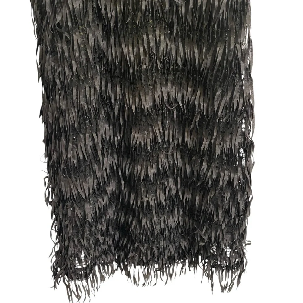 Zara Black Sequined Fringed Spaghetti Strap Mini Dress Lined Black Size Small